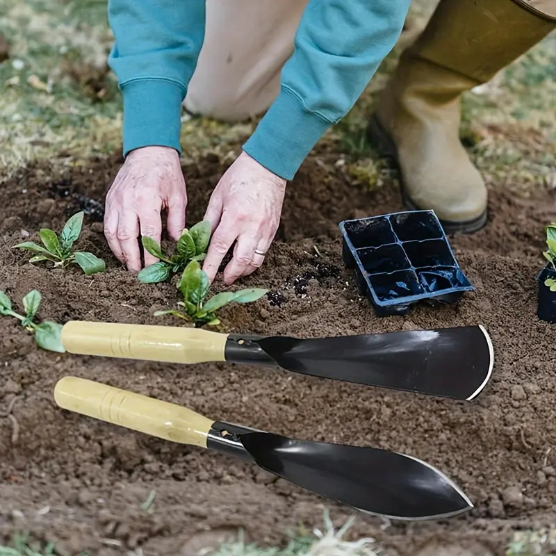 2 Stück Gartenterrassen aus Metall – Handschaufeln zum Graben, Umpflanzen, Pflanzen und Unkrautwerkzeuge