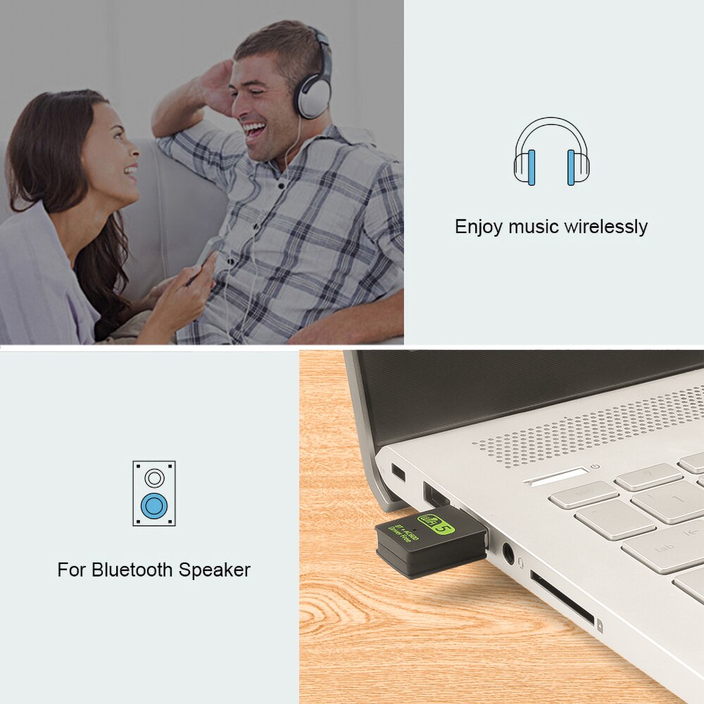 USB WiFi Bluetooth Adapter 600Mbps Dual Band 2.4/5Ghz Wireless External Receiver Mini WiFi Dongle for PC/Laptop/Desktop