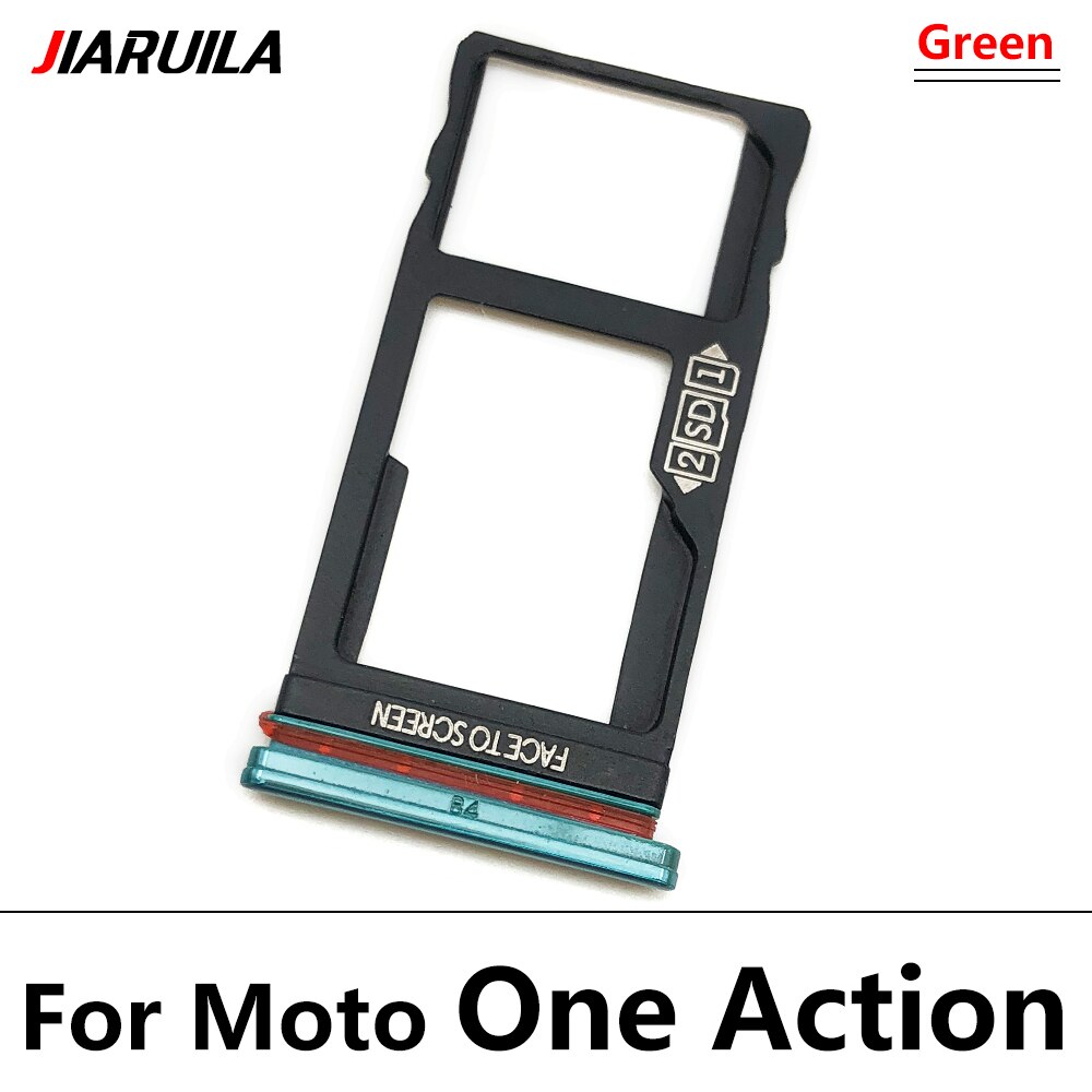SiM Tray For Moto E6 Play E6S G10 One Action One Fusion Macro SIM Card Slot SD Card Tray Holder Adapter: One Action Green