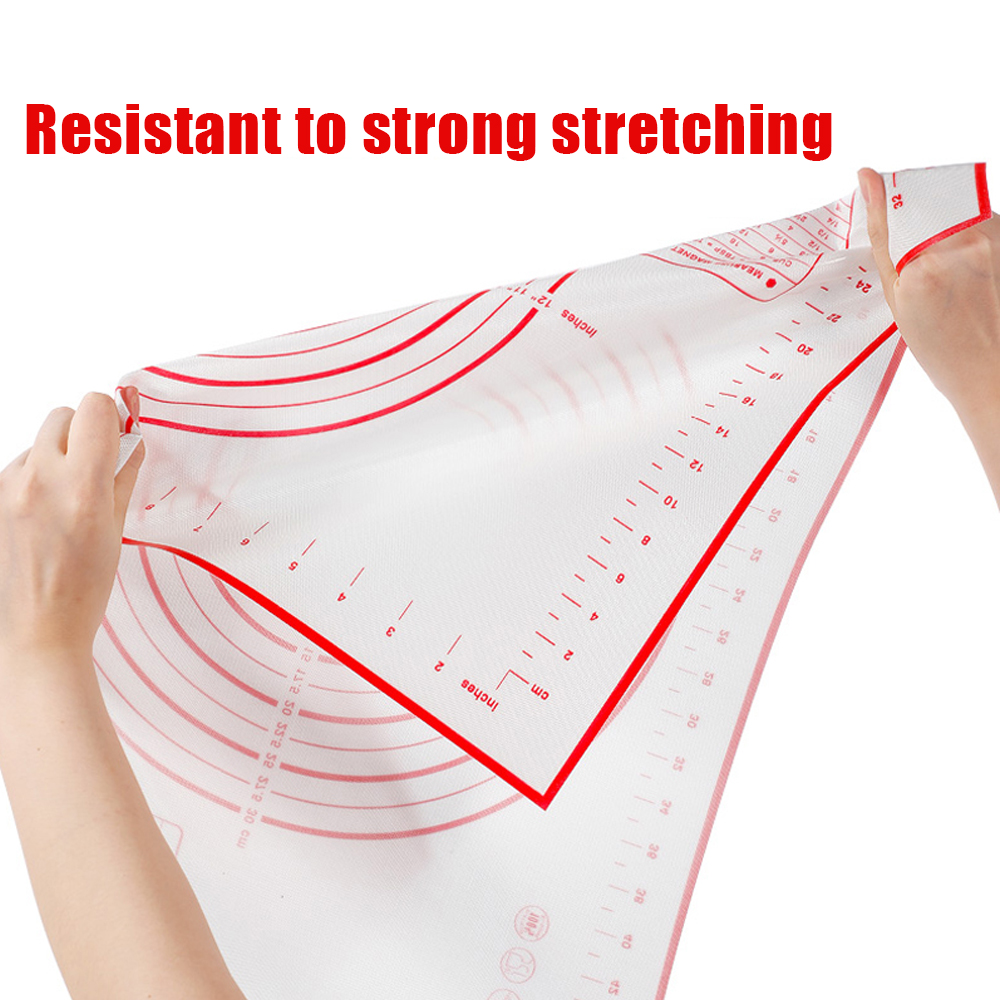 Siliconen bakmat met schaalverdeling, deegrolmat, kneedmat, antiaanbaklaag voor gebak, ovenvoering, bakvorm, bloemrolmat