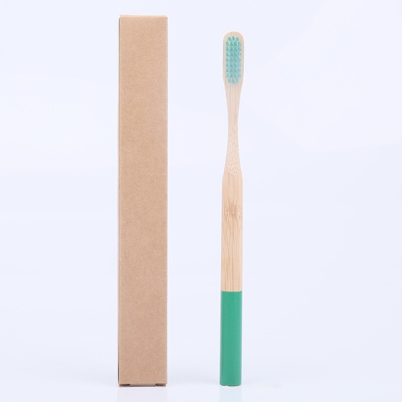 1 pcs Eco friendly bamboo bristle toothbrush Biodegradable Plastic Free Oral Care adult bamboo toothbrush handle brush: Dark Green-09