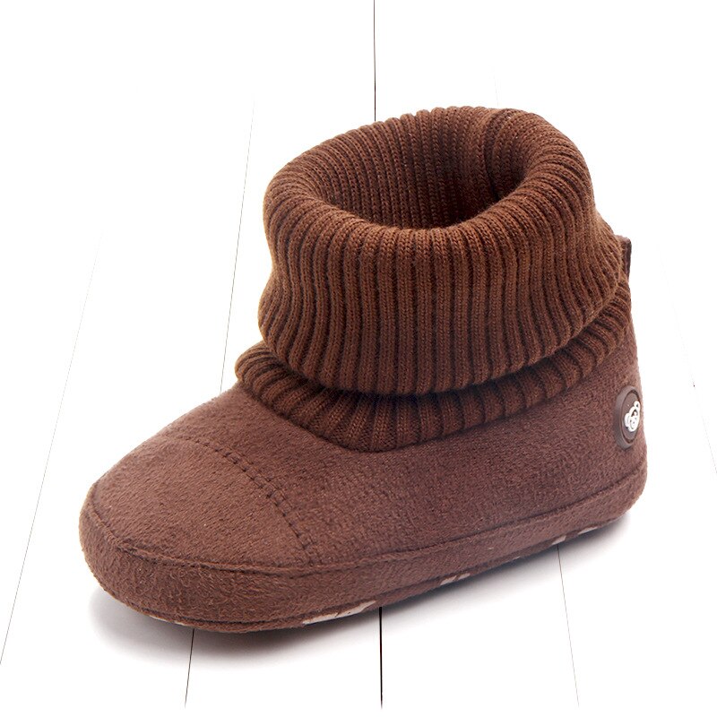Baby-herbstschuhe für kleinkinder, stiefel für mädchen, #39 , neugeborene, warme, gestrickte blumenstiefel für jungen, freundlicher-winterschuhe aus baumwolle: Kastanienbraun / 14-13cm