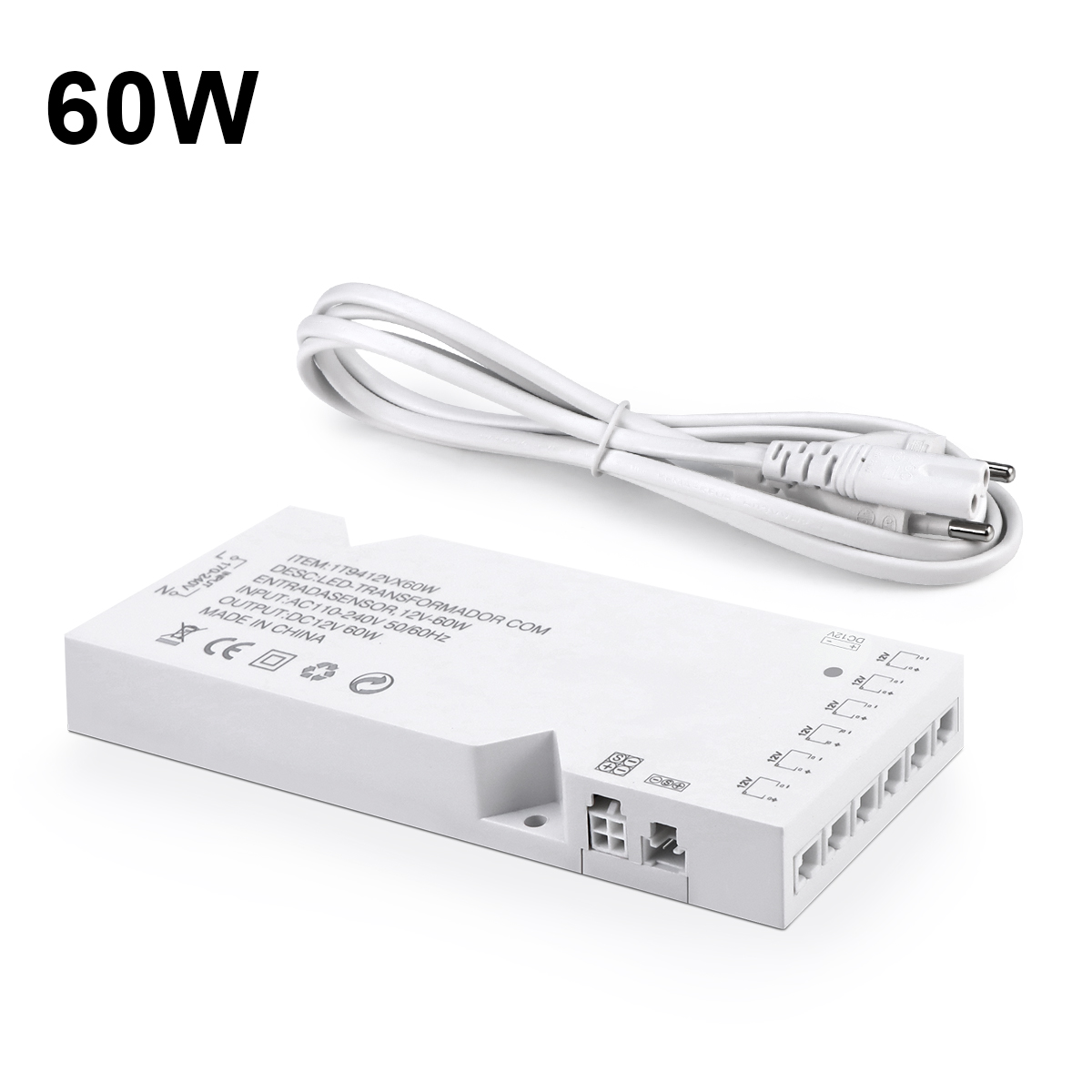 AC110V 220V to DC 12V Lighting Transformer LED Cabinet Light Strip 4/6/10 Dupont Port 18W 24W 36W 60W 100W Power Supply Adapter: grey / 7.5V