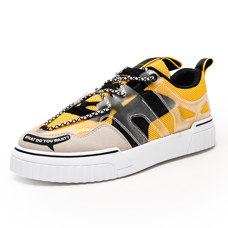 Men Canvas Sneakers Men's casual shoes canvas shoes men walking shoe flat shoes men Breathable Walking shoes Plus 7: Yellow / 7.5