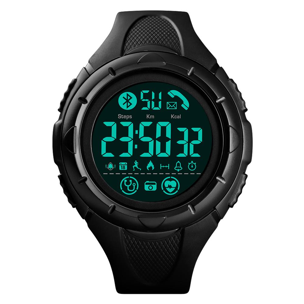 SKMEI Bluetooth montre intelligente hommes Sport podomètre étanche rappel d'appel horloge LED SmartWatch numérique pour ios téléphone Android
