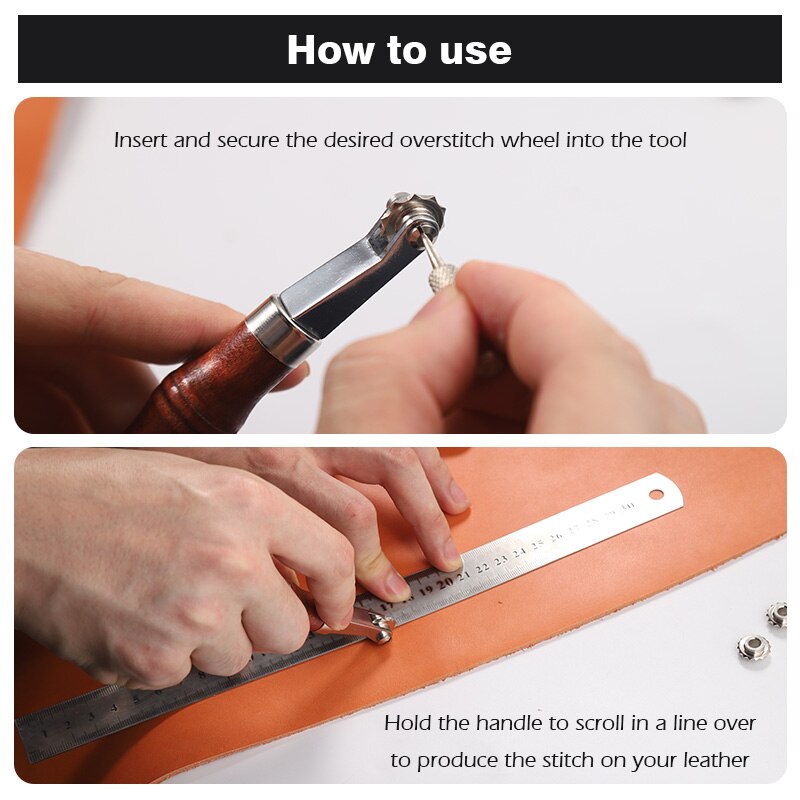 WUTA, juego de puntadas de cuero de , punzón, punzón, puntada a mano, cuero, costura, agujeros, herramientas de manualidades DIY con 4 ruedas