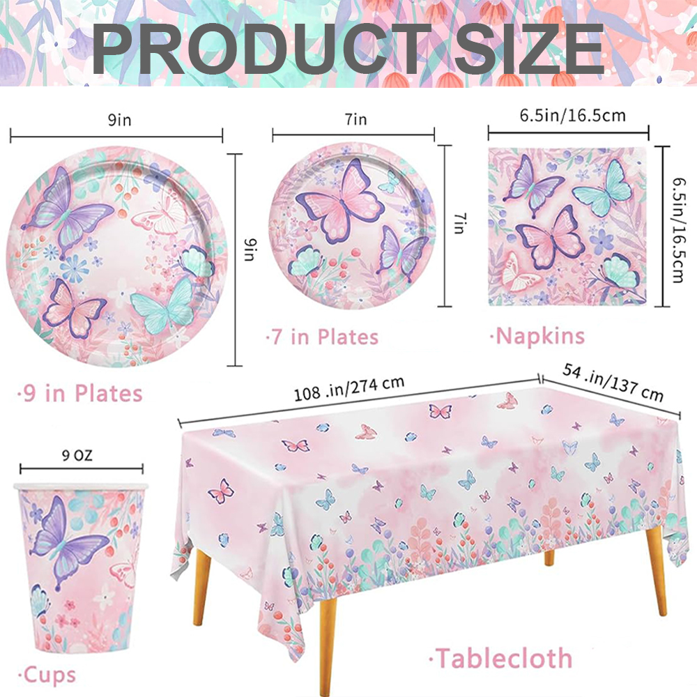 Vlinder Verjaardag Servies Borden Cups Folie Vlinder Ballonnen Banner Voor Meisjes Sprookjesfeest Bruiloft Decor Baby Shower Benodigdheden