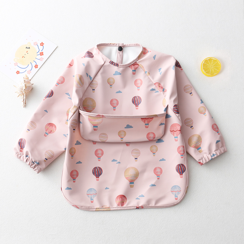 Baby Long Sleeved Bibs Children Toddler Bibs Art Crafts Waterproof Mealtime Protection Washable Easy Clean Smock for Kid: Balloon