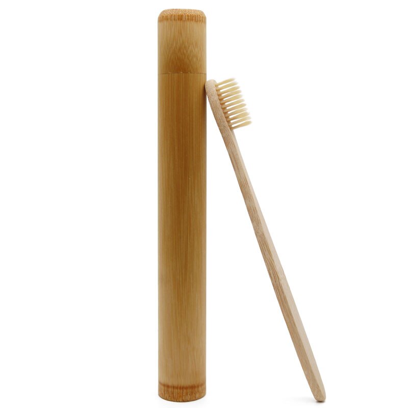 1Pcs Natuurlijke Bamboe Buis Voor Tandenborstel Eco Vriendelijke Travel Case Hand Made 21Cm Bamboe Tandenborstel Buis Draagbare Reizen verpakking: Apricot