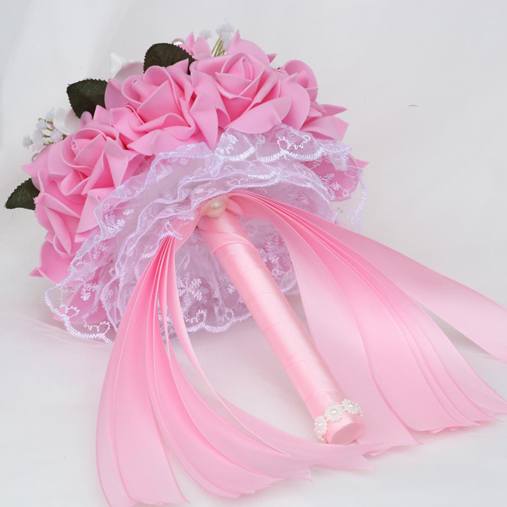 Ramo de novia Artificial Simple de 9 colores para dama de honor con flores de espuma PE ramo de rosas de boda hecho a mano decoración de FW007B