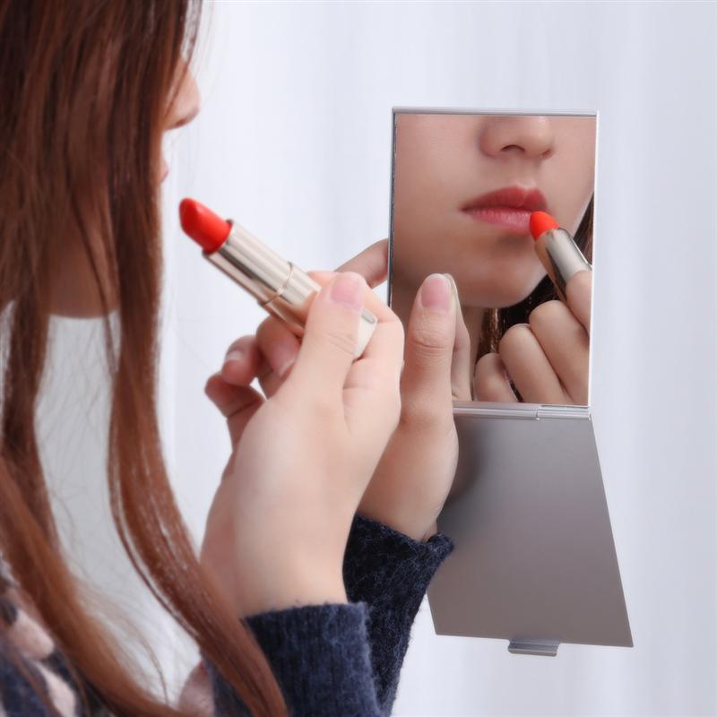 11.5x8cm Portable Folding Makeup Mirror Single Side Travel Shaving Makeup Mirror (Silver)