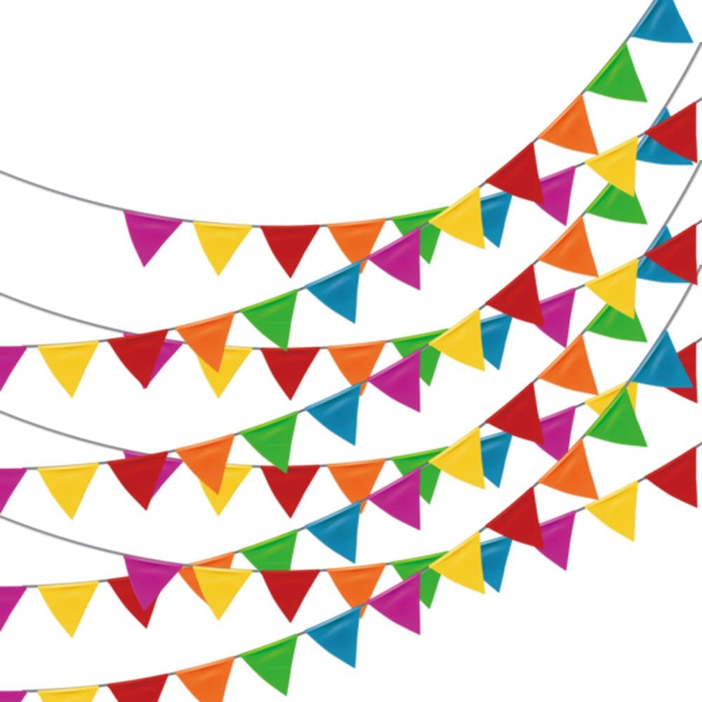 100M Multicolored Bunting Banner Triangle Flags Nylon Fabric Pennant Festival Outdoor Party Decor