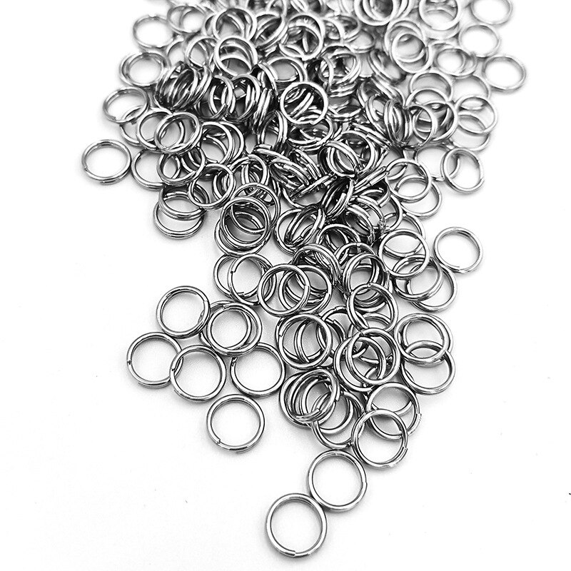 100 stk nyeste rustfrit stål dobbelt cirkel hest lille nøglering hamp frø gange nøglering dele: 0.6 x 6mm