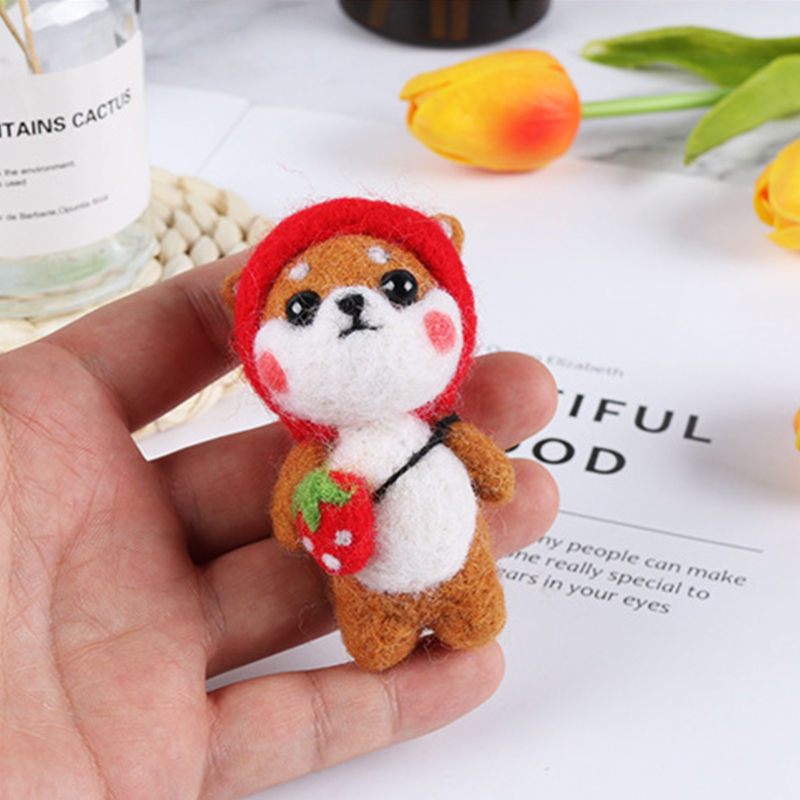 Producto terminado, fieltro de lana con aguja, Animal Conejo, fieltro de lana hecho a mano, juguete, muñeca, decoración de escritorio, de cumpleaños