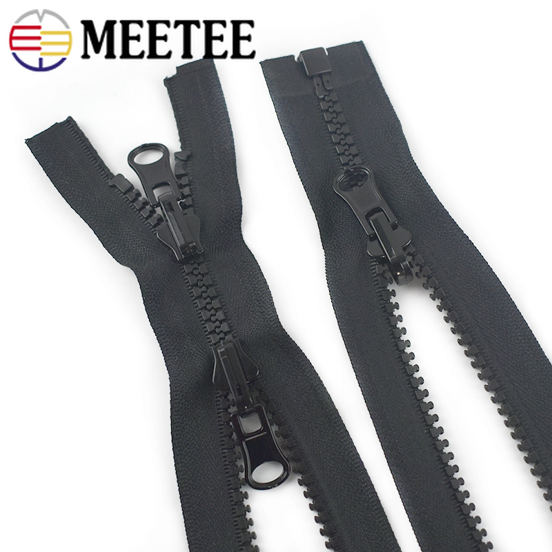 Meetee 60-100cm 5# Resin Zippers Double-sided Slider Open-end Zipper for Coat Jacket Repair Zip DIY Sewing Garment Accessories
