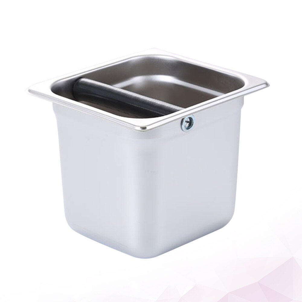 Stainless Steel Espresso Grinds Waste Bin Espresso Dump Container Handmade Coffee Residue Bucket Size L Silver
