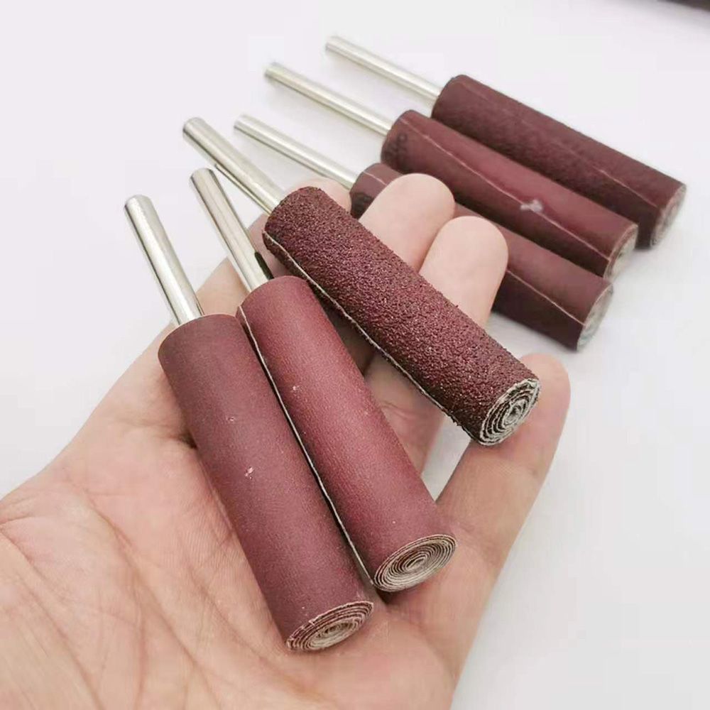 2Pcs Large Cylindrical Head Sandpaper Sanding Band With Steel Shank Sanding Drum for Drill and Rotary Accessories Abrasive Tool