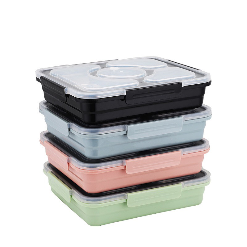 Stainless Steel Lunch Box Containers with Compartments Leakproof Bento Box Food Container with Tableware