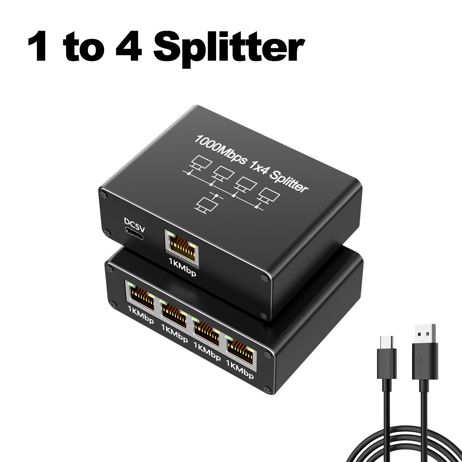 Gigabit 1000mbps rj45 divisor 1 a 2 4 adaptador ethernet lan conector interruptor acoplador para pc portátil tv box roteador tv digital
