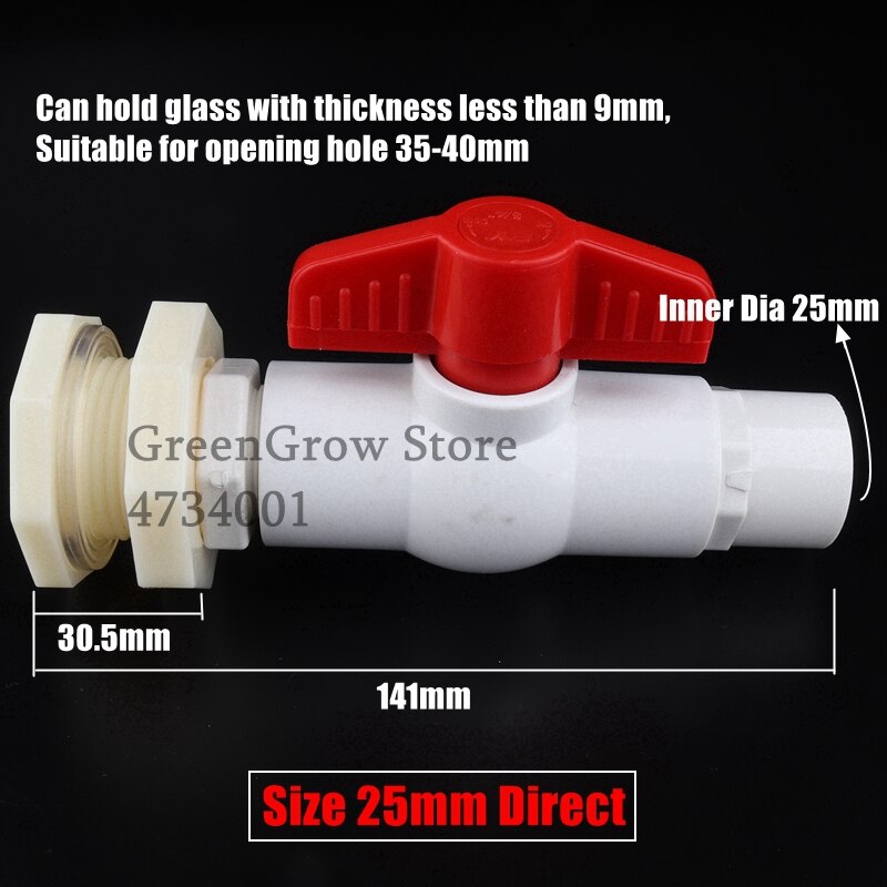 1pc 20 25 32mm 1/2"~1" PVC Water Tank Connectors Aquarium Fish Tank Drainage Intake/Drain Composite Joint ABS Connector DIY Tool: Size 25mm Direct