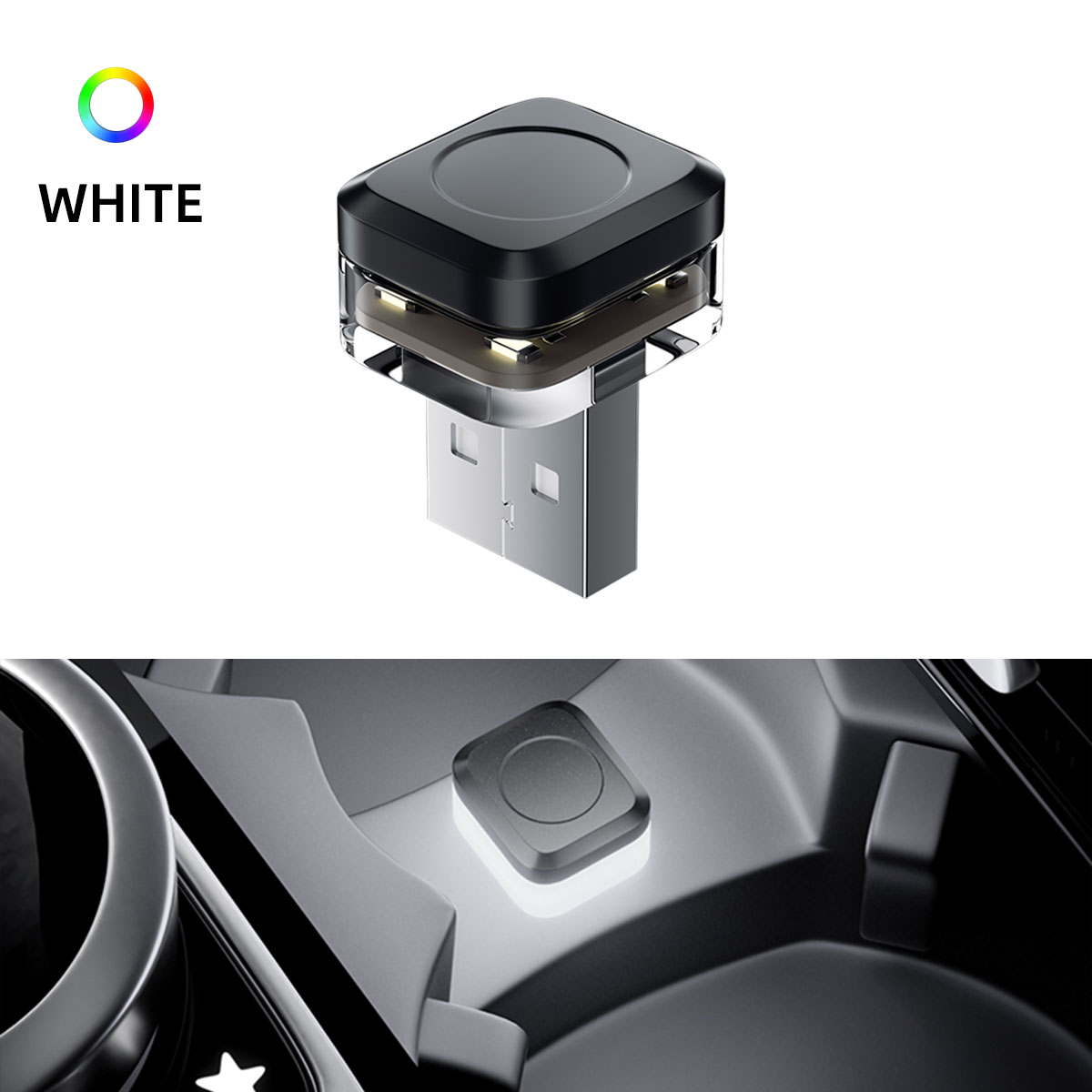 1pcs Mini USB LED Car Light Decoration Atmosphere Lights Universal Emergency Lighting Decorative Ambient Lamp for PC Flat Car: 4300K White Yellow