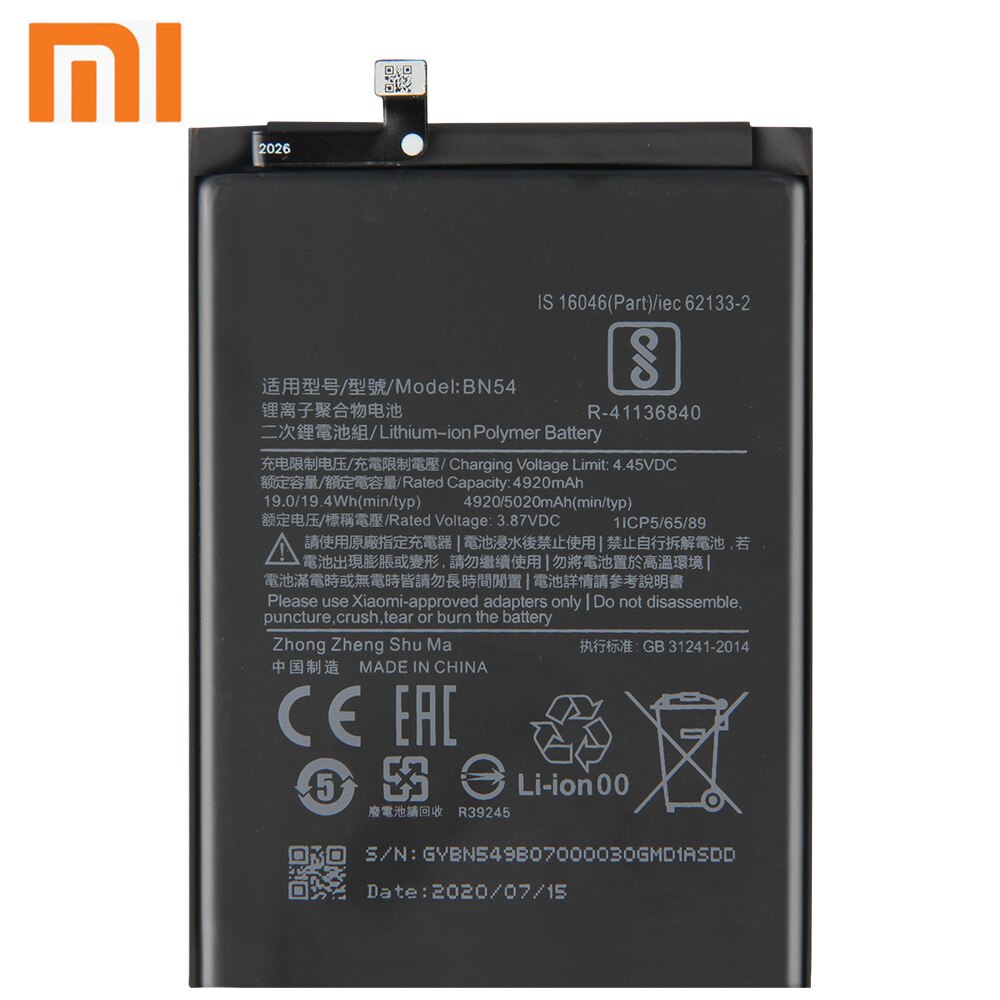 Original xiaomi bn54 bm4s bateria do telefone para xiaomi redmi nota 9 note9 redmi 10x 4g redmi 10x 5g 10x pro 5g bateria original ferramenta