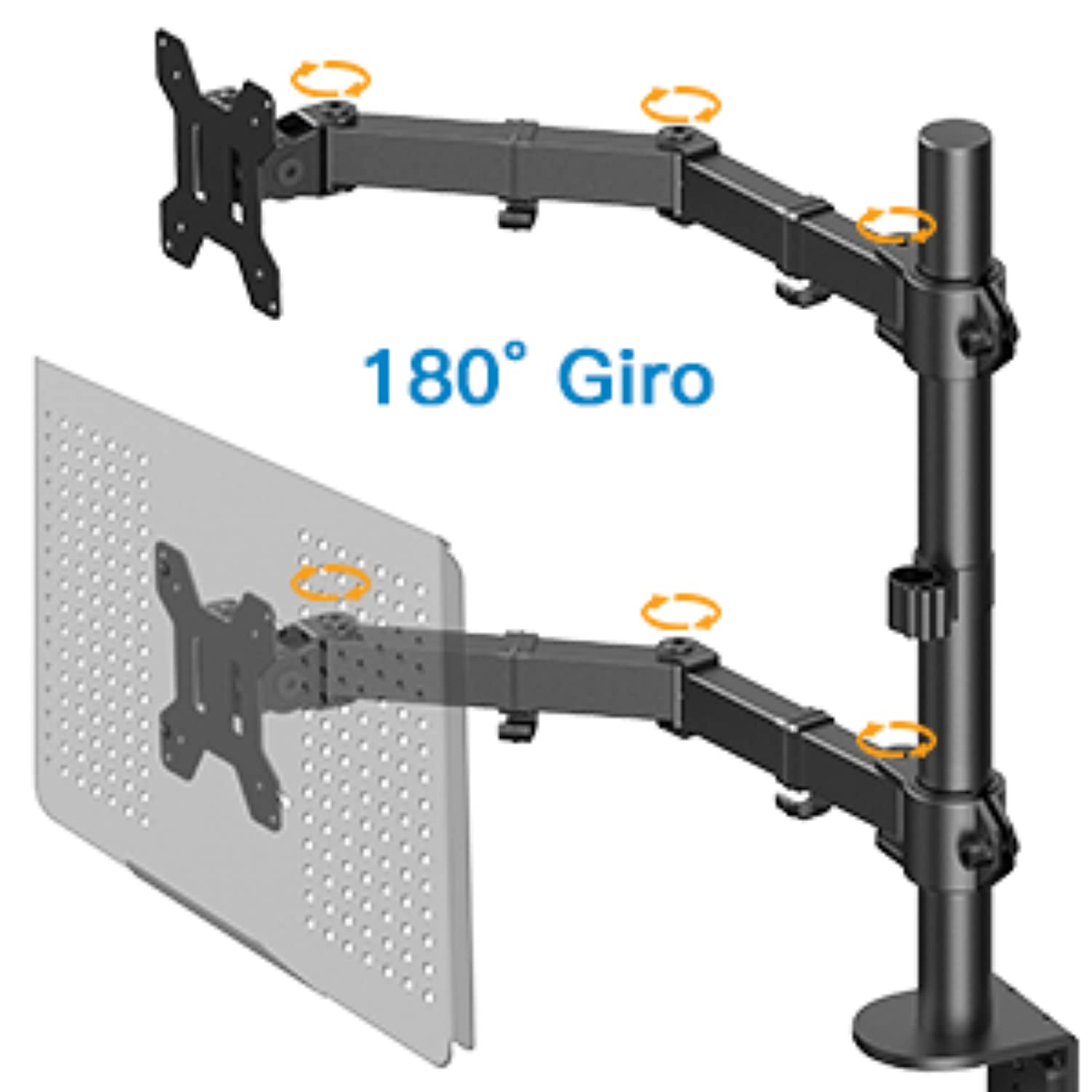 Bandeja de brazo de Monitor para portátil, totalmente ajustable para pantalla LCD LED de 13-27 pulgadas y Notebook de hasta 15,6 pulgadas, 2 opciones de montaje