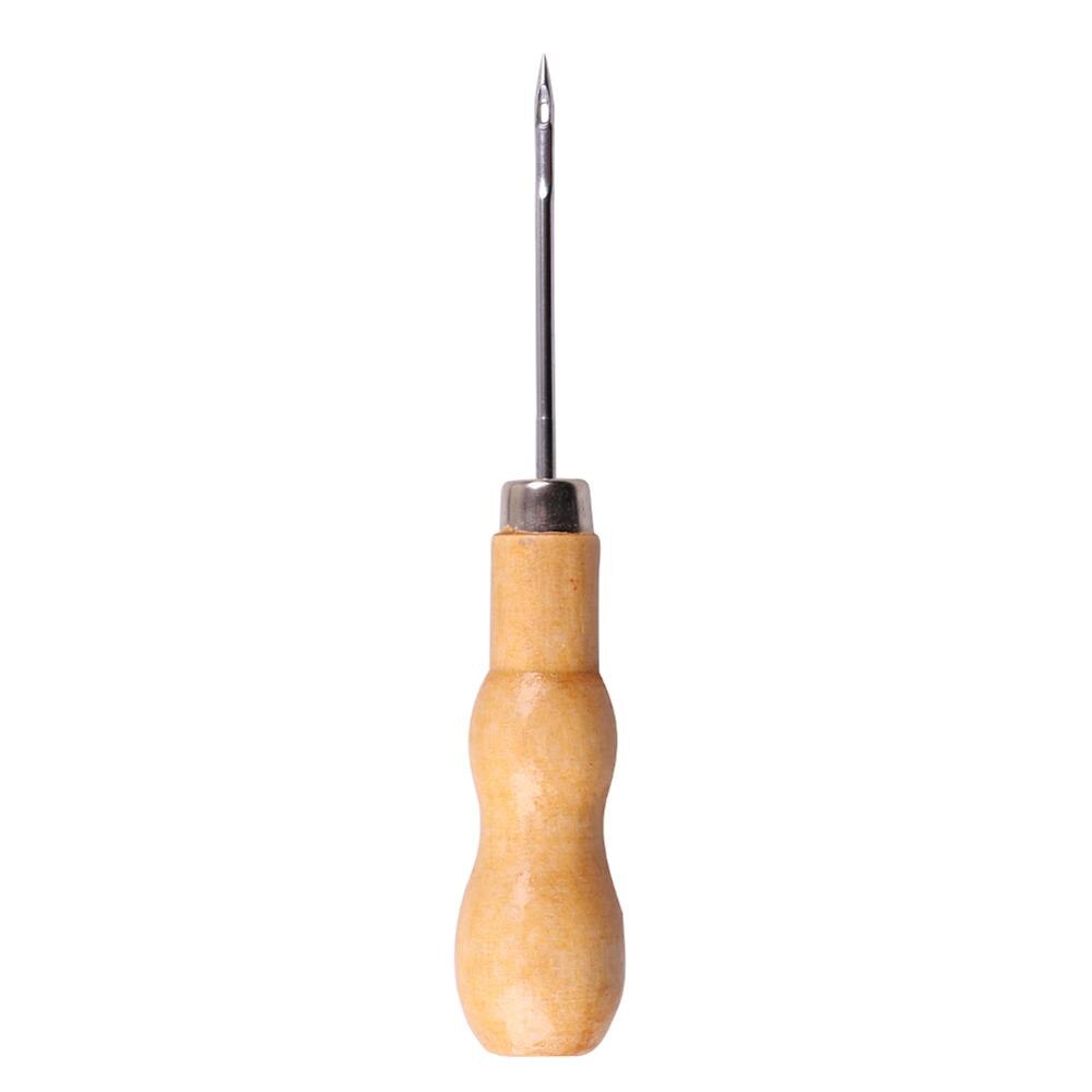 5 uds de cuero herramientas de mango, madera punzón mango de madera punzón de coser mano grapadora de cuero zapato de lona herramientas de reparación: 1pcs