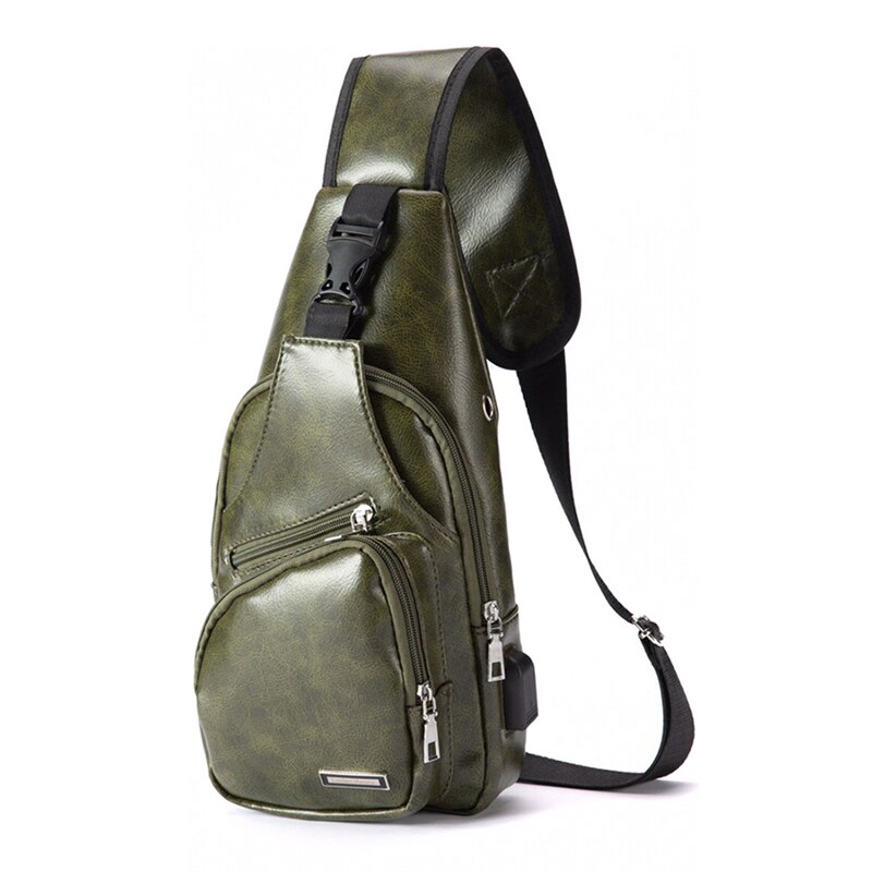 Crossbody Tassen Voor Mannen Korte Trip Sling Borst Bag Casual Messenger Bags Mannelijke Schoudertas Diagonaal Back Pack Bolsos: Leather Green