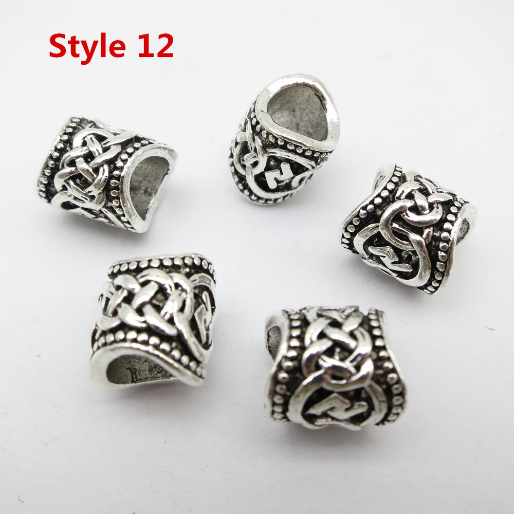 24Pcs/5Pcs Viking Rune Haar Vlecht Dread Dreadlock Baard Kralen Ringen Buizen Voor Mannen Vrouwen Haar Accessoires: 5pcs Style 12