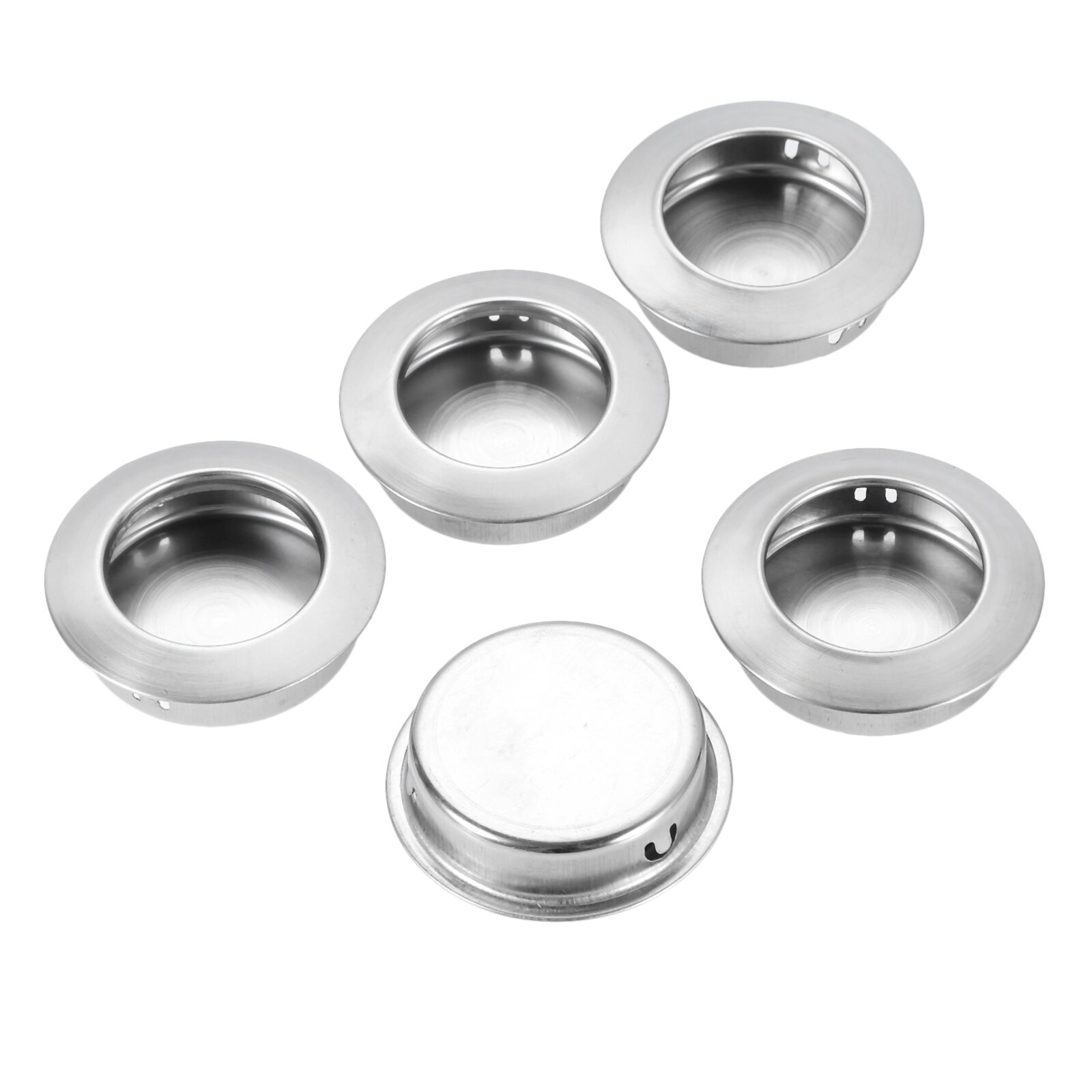 5Pcs Stainless Steel Flat/Sloped Door Handles Round Recessed Flush Pulls Finger Insert Sliding Door Drawer Handles Cabinet Pulls: B