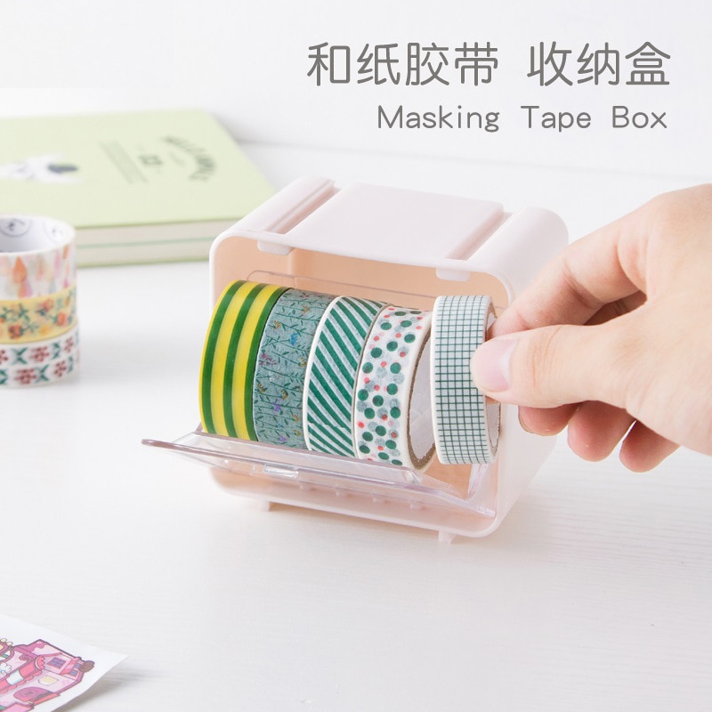1 pc japanska pappersvaror maskeringstejp box washi tejp förvaringsorganisator skrivbords tejphållare gör-det-själv-verktyg kontorsmaterial