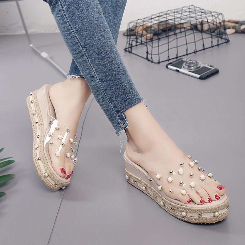 Mode Jelly Sandalen Zomer Candy Slippers Vrouw Schoenen Flats Dames Womens Zapatos Mujer Slip Op Parel Strand Wiggen Gelei Schoen