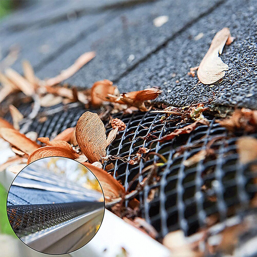 Gardening Supplies Hooks Net Gutter Protector Mesh Prevent Leaves Black Easy Fit Debris With Nail Cloggs Moss Guard