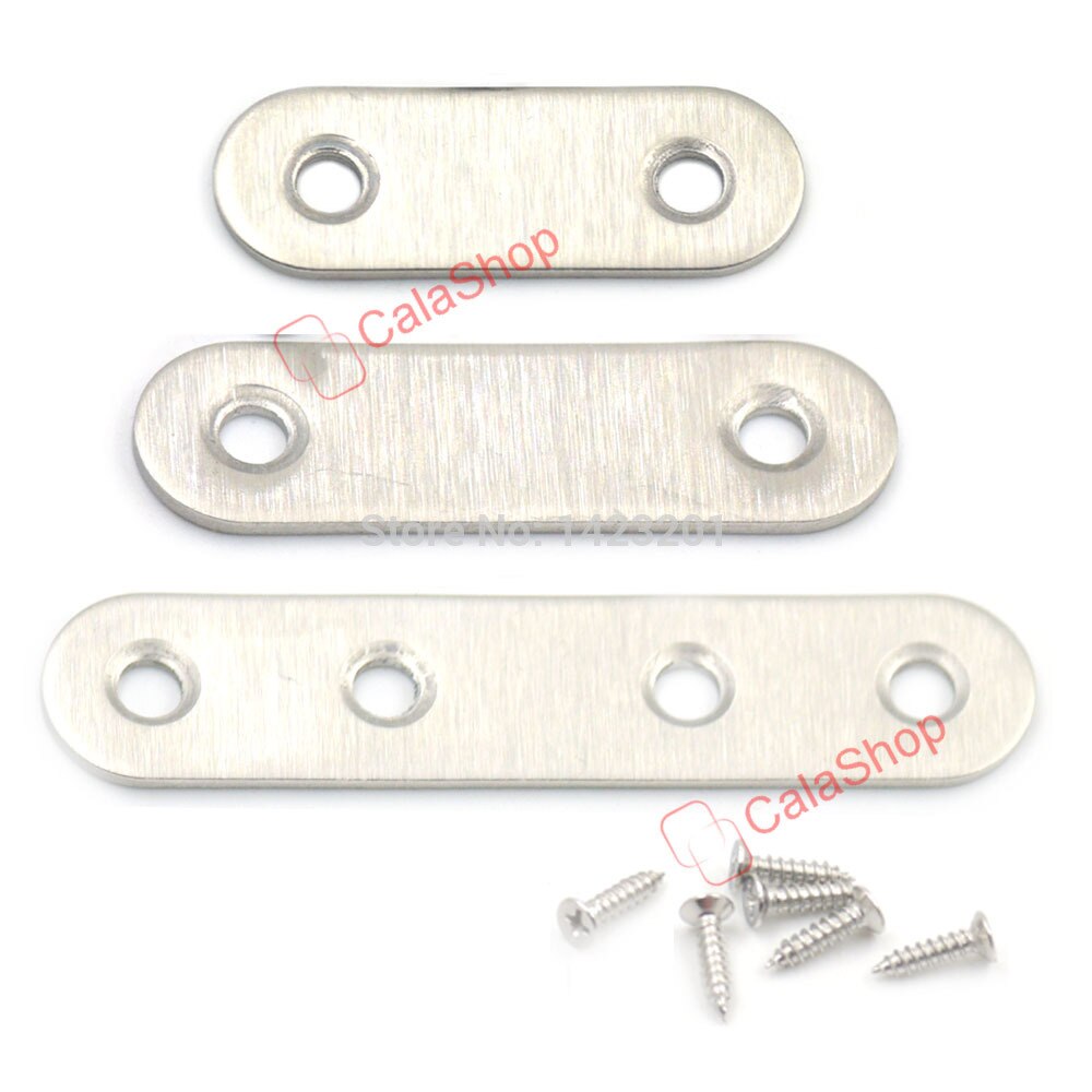 20 Pcs / Lot 46mm 56mm 76mm Length Stainless Steel Flat Fixing Plate Bracket Corner Brace Joint Fastener Angle Plate Connector