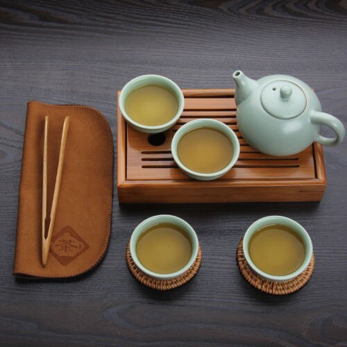 Mini plateau d'eau Portable en bambou | Pour cérémonie du thé Gongfu 22x11/5cm