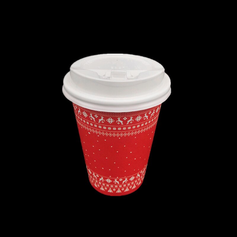50 stk julekop 14oz 400ml røde engangs kaffekop fest kold drikke papirkop med låg takeaway pakke: Kop og låg 3