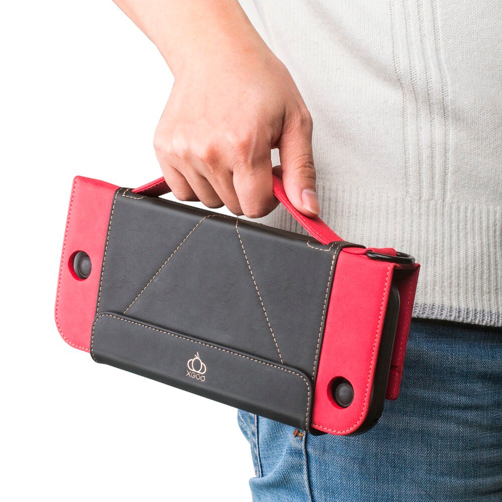 Bolsa de cartera de cuero para almacenamiento de viaje portátil, funda con soporte de transporte para consola Nintendo Switch NS y 12 soportes para tarjetas de juego