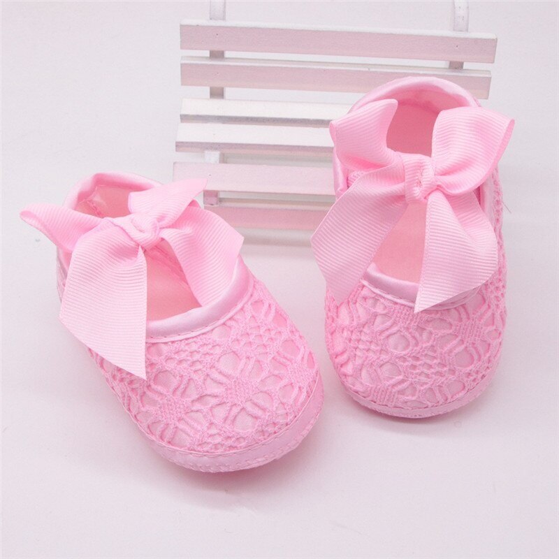 Bébé chaussures bébé fille chaussures souples doux confortable fond antidérapant Bow chaussures berceau chaussures