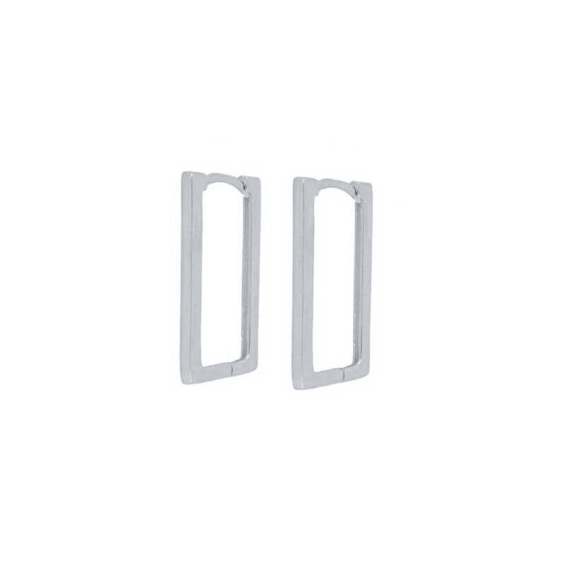 GS 925 Sterling Silver Minimalist Square Rectangle Gold Hoop Earrings For Women Chic Geometric Beads Huggie Earring Jewelry: B silver color