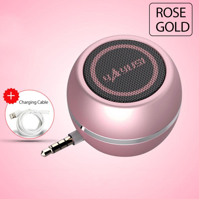 Bedrade Ronde Luidspreker Draagbare Speaker 3.5Mm Audio Jack In-Lijn Bedrade Luidsprekers Usb Opladen Voor Mobiele Telefoons Computers auto 'S: pink