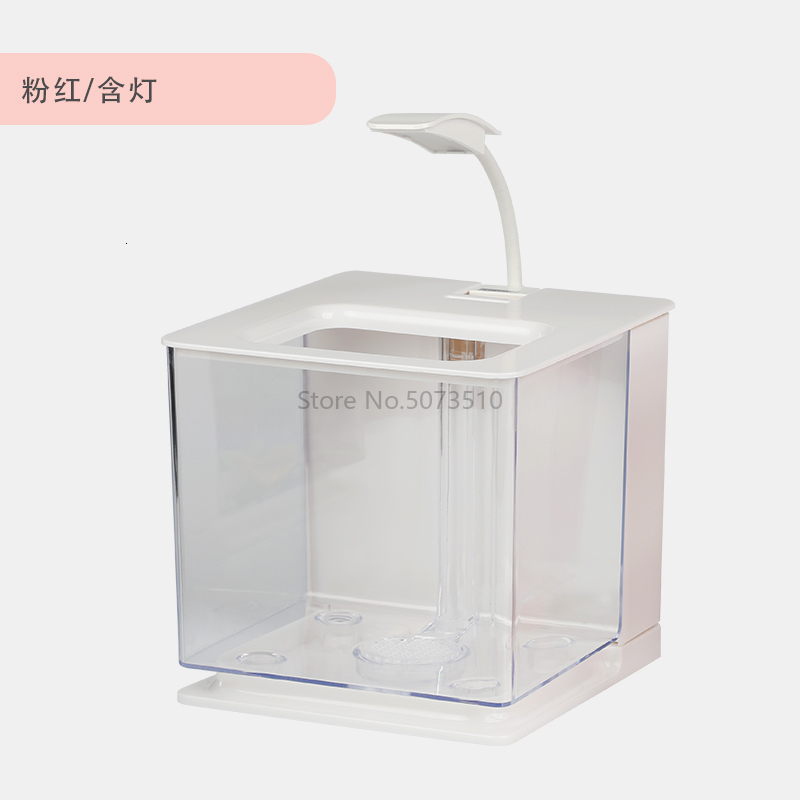 Fish Tank Living Room Small Desktop Home Acrylic Plastic Mini Lazy Bucket Aquarium: Light Green
