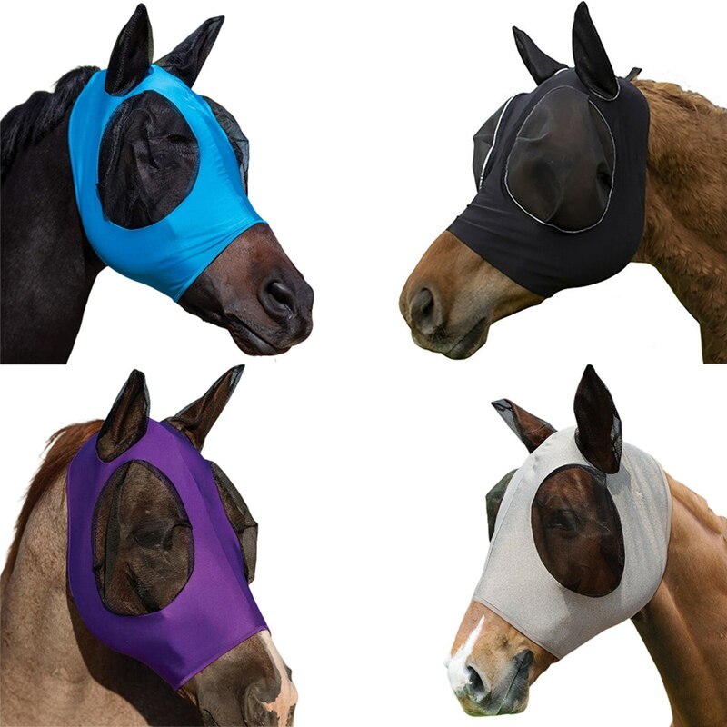 Cavallo volare Maschera con Le Orecchie extra comfort Lycra presa anti-Zanzara Maglia Morbida equino Maschera Testa di Cavallo Della Copertura Confortevole anti volare Maglia