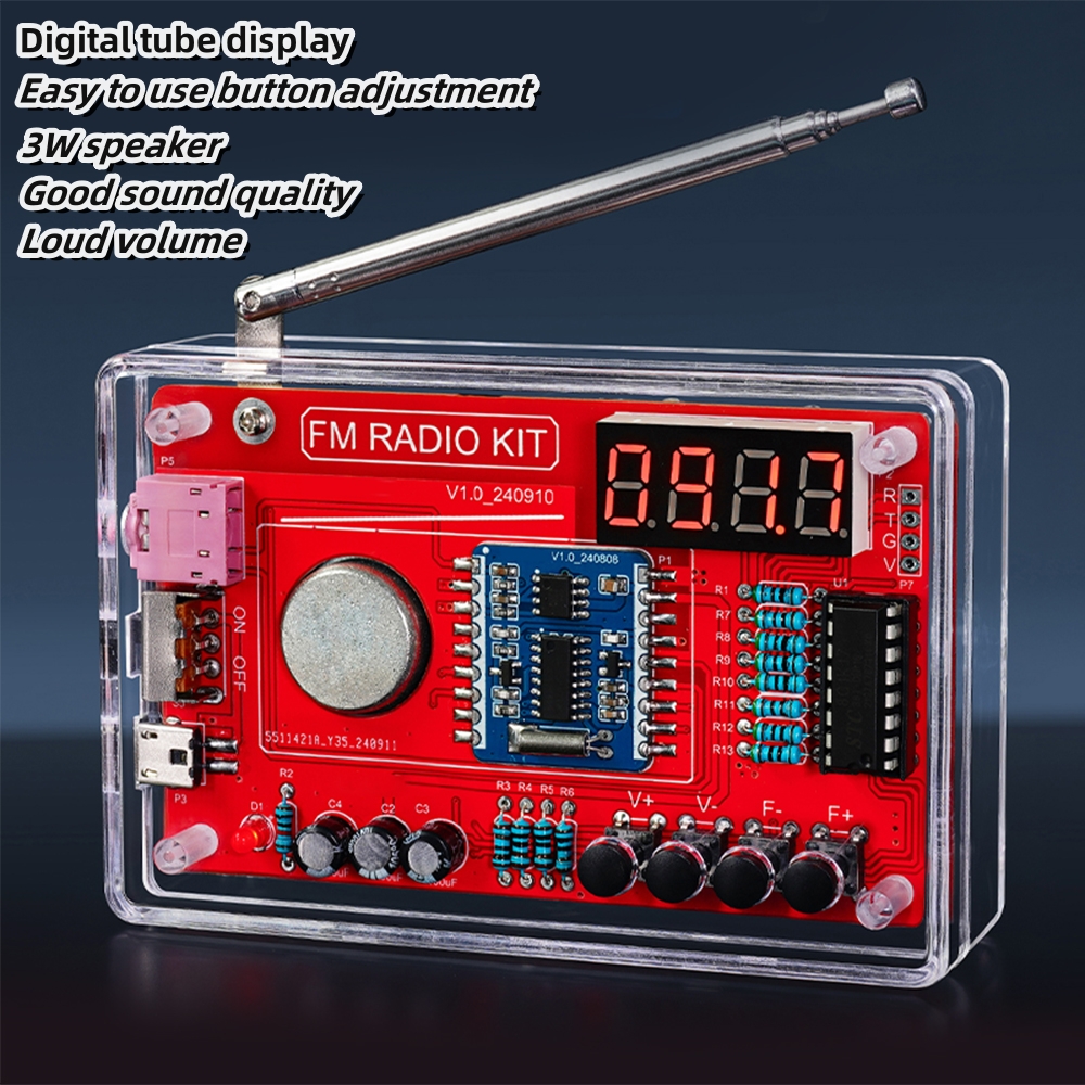 Enkel versjon rda 5807 fm radio elektronisk sett justerbar frekvens 87-108 mhz digitalt display diy sveiseprosjekt øving lodde