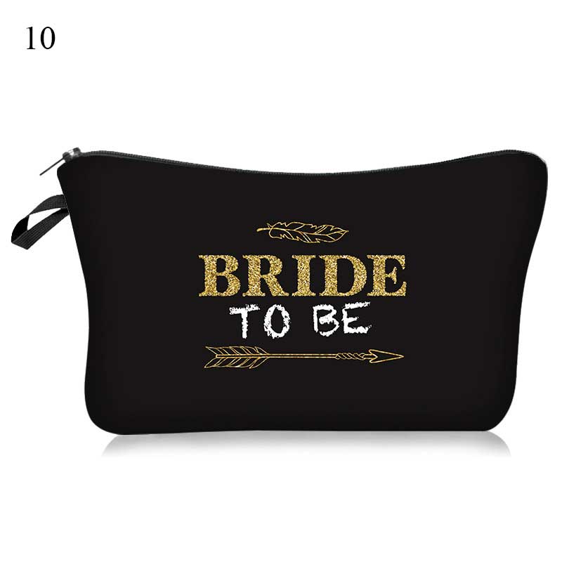 Team Bruid Brief Gedrukt Make-Up Tas Wit Cosmetische Zakken Bruidsmeisje Wedding Party Make Pouch Dames Beauty Case Toilettas: 10