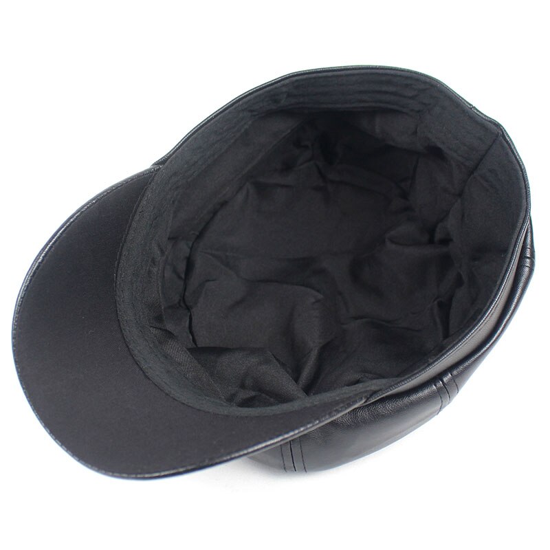Lanxxy sort læder newsboy cap vintage baret mænd efterår vinter hatte til kvinder afslappet maler kasket