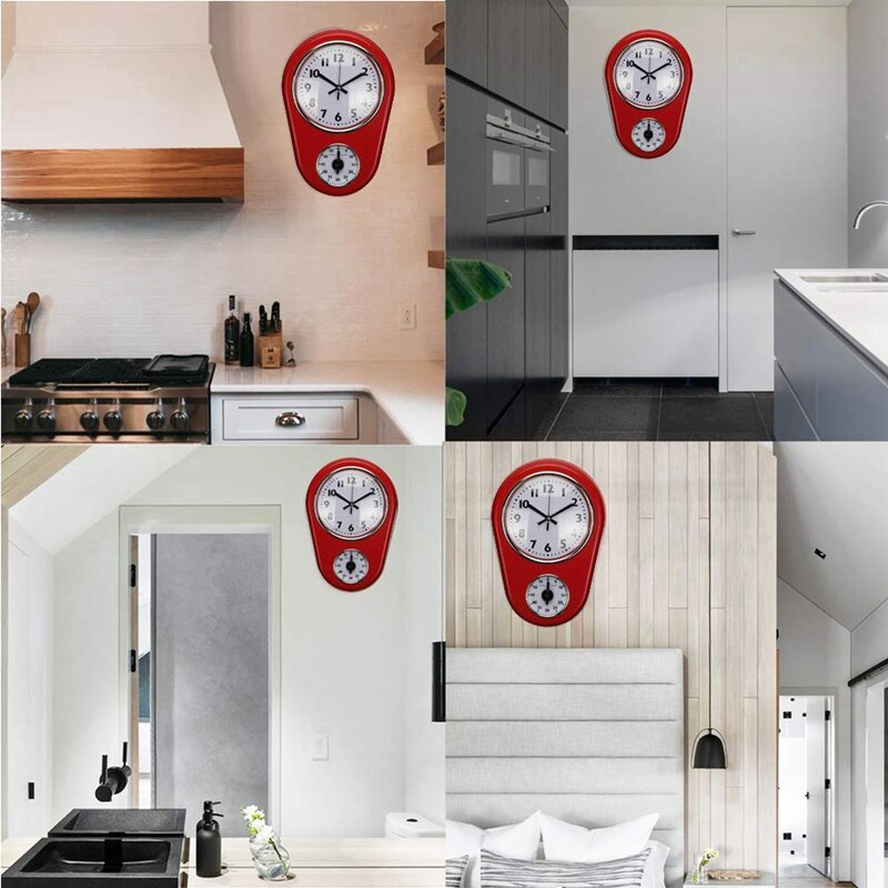 Home Retro Vintage Old Stylish 8.5 Inch Kitchen Time Wall Clock with 60 Minutes Timer Easy to Read