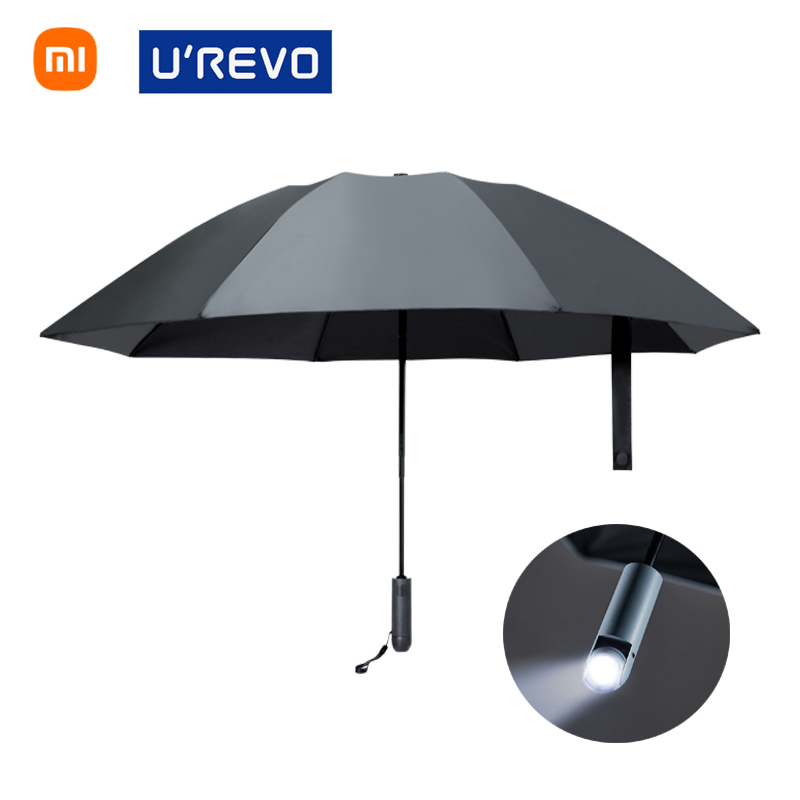 Xiaomi Mijia Urevo Automatische Reverse Opvouwbare Paraplu Met Led Waterdicht Uv Zonnige Regenachtige Paraplu Zaklamp Business Paraplu