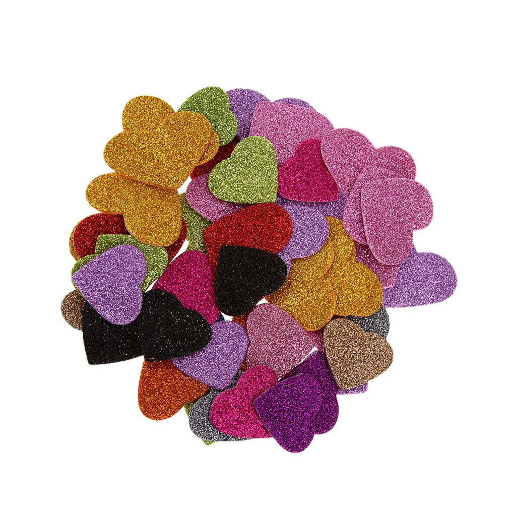 45pcs Glitter Foam Heart Shape Mixed Self Adhesive Sticker for Kids Crafting Other Craft