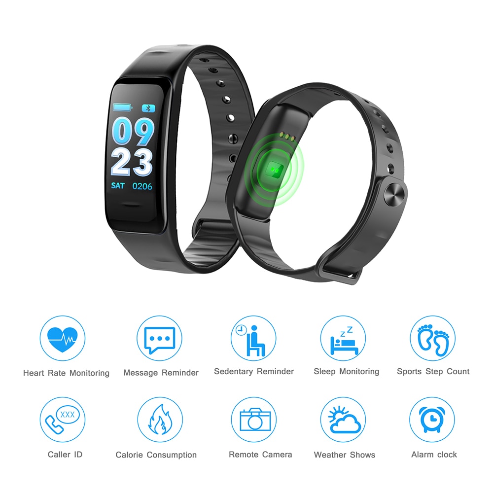 Color Screen C1S Smart Bracelet Waterproof Heart Rate Monitor Health Fitness Tracker Bluetooth Smart Watch for Sport PK MI Band4